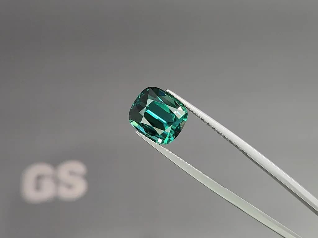 Vibrant Lagoon tourmaline in cushion cut 6.03 carats, Afghanistan ID 10808