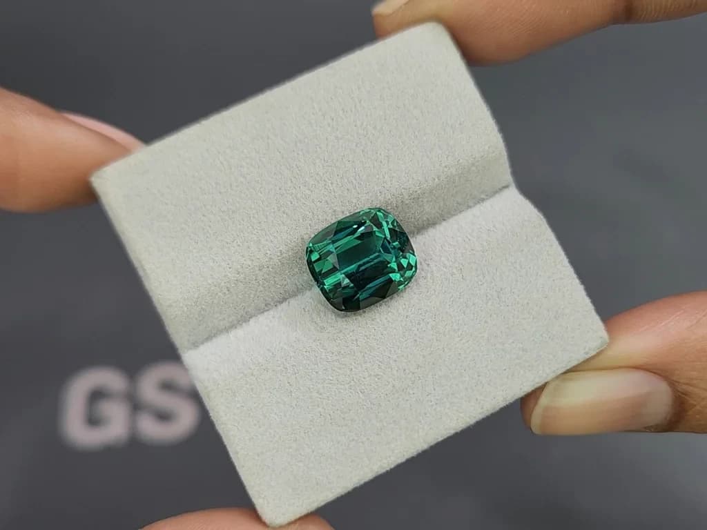 Vibrant Lagoon tourmaline in cushion cut 6.03 carats, Afghanistan ID 10808