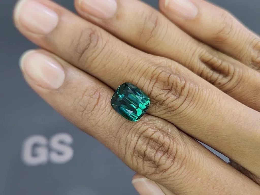 Vibrant Lagoon tourmaline in cushion cut 6.03 carats, Afghanistan ID 10808