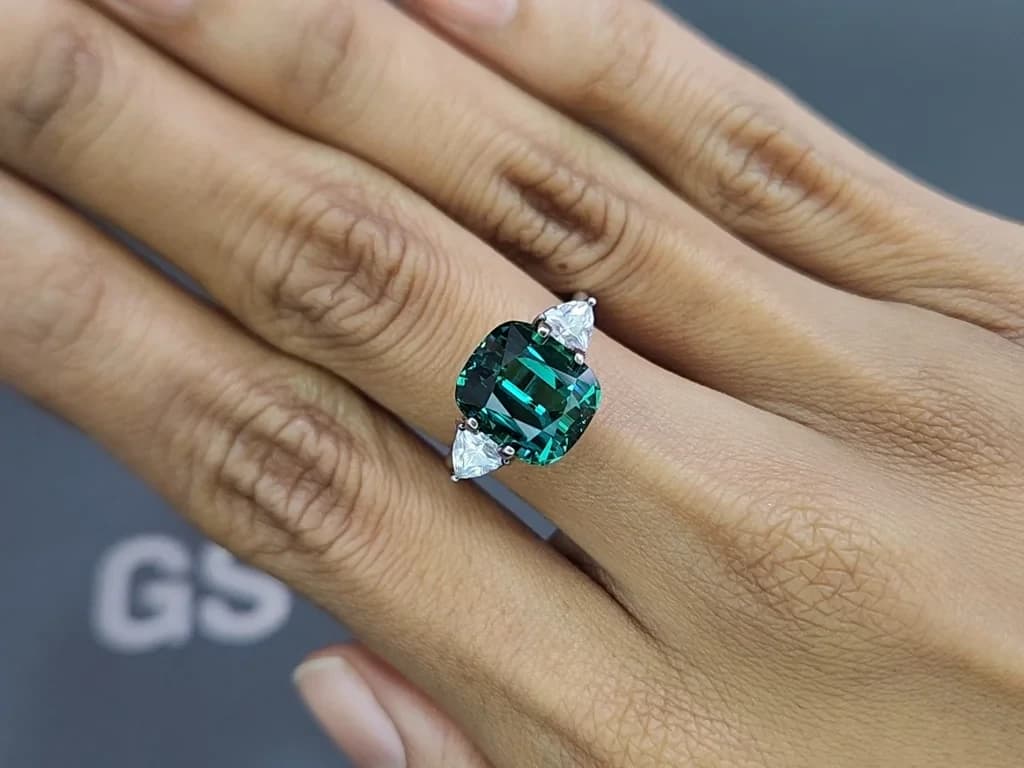 Vibrant Lagoon tourmaline in cushion cut 6.03 carats, Afghanistan ID 10808