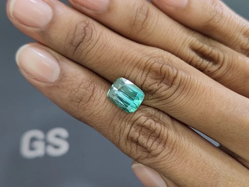 Vibrant Lagoon tourmaline in cushion cut 4.47 carats, Afghanistan ID 10811