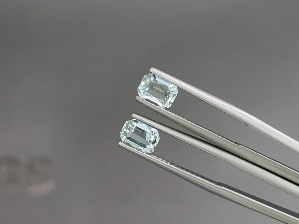 Set of aquamarines octagon cut 3.54 carats, Madagascar ID 11012