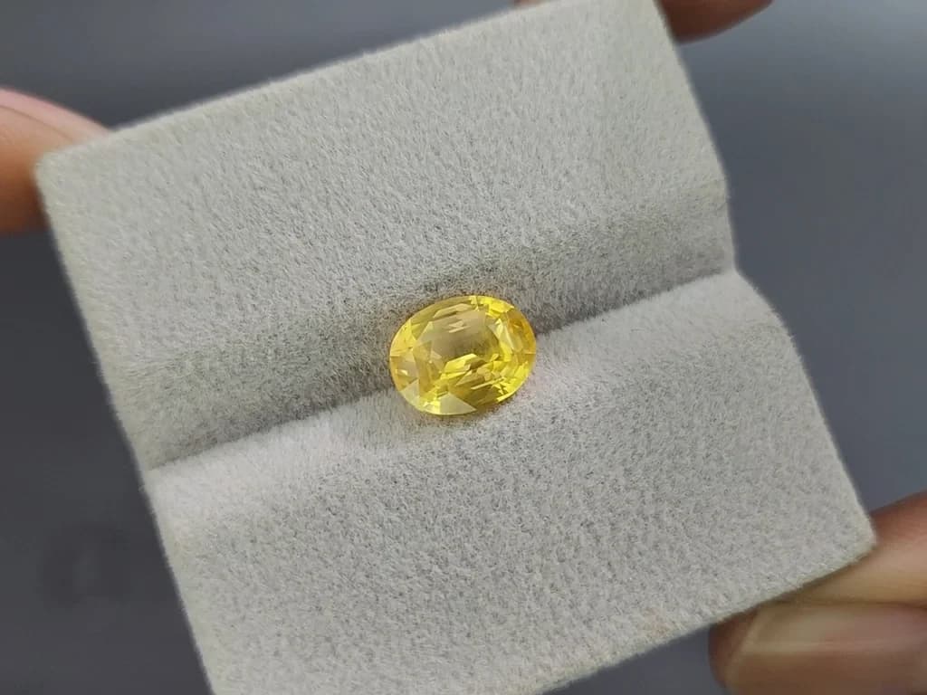 Sapphire Vivid Yellow with rutile silk effect oval cut 3.01 carats, Sri Lanka ID 11416