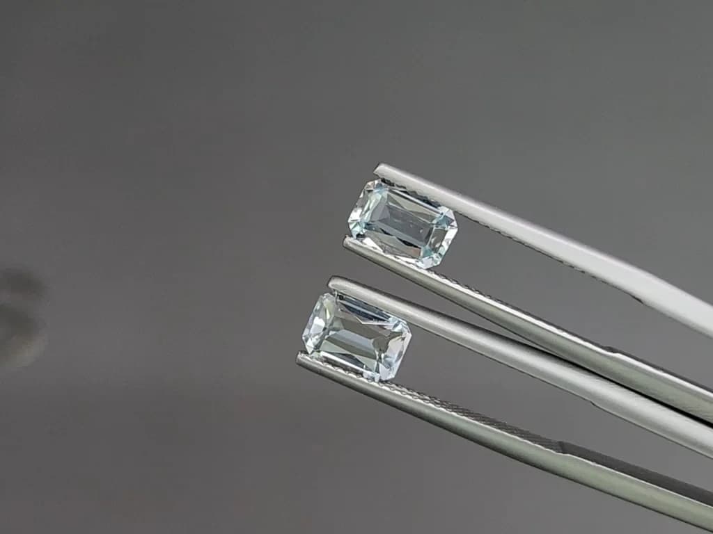 Set of aquamarines octagon cut 2.79 carats, Madagascar ID 11019