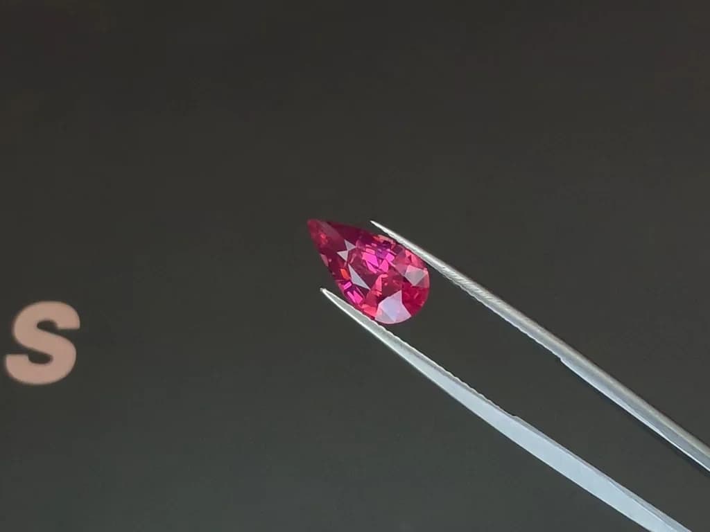 Mahenge spinel Vibrant Pink pear shape 3.15 carats, Tanzania ID 12124