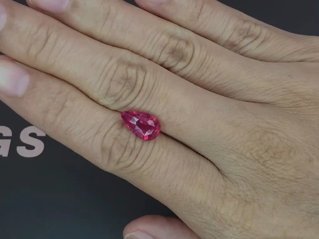 Mahenge spinel Vibrant Pink pear shape 3.63 carats, Tanzania ID 12125