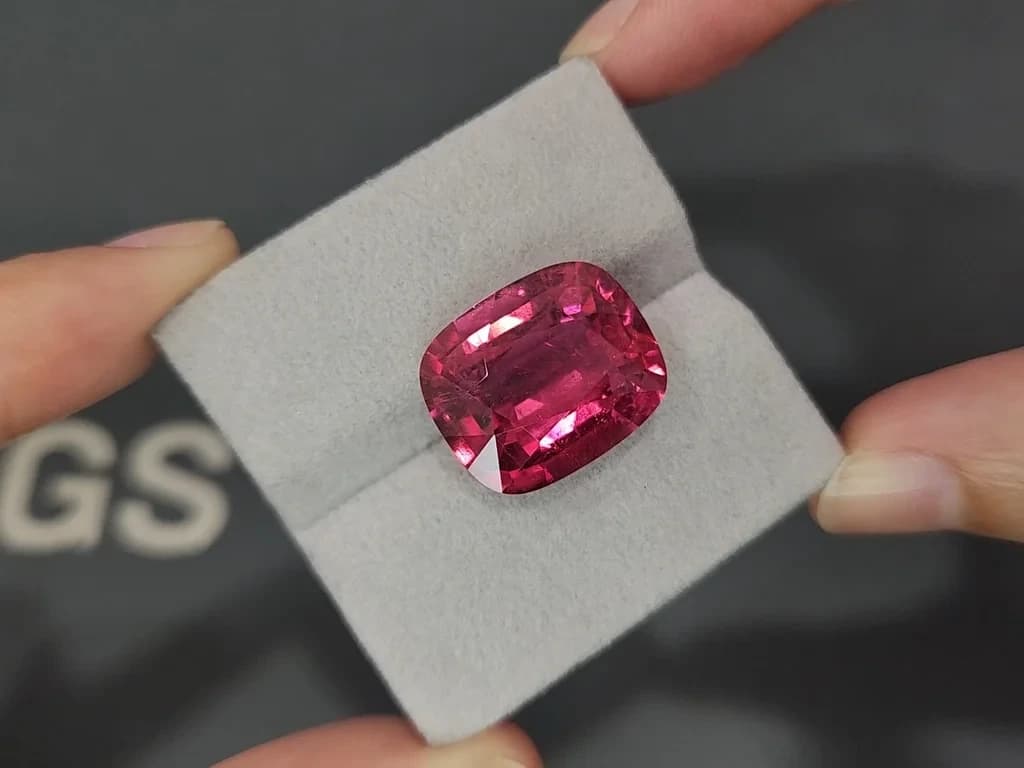 Large vivid pink rubellite tourmaline in cushion cut 18.25 carats, Nigeria ID 10829