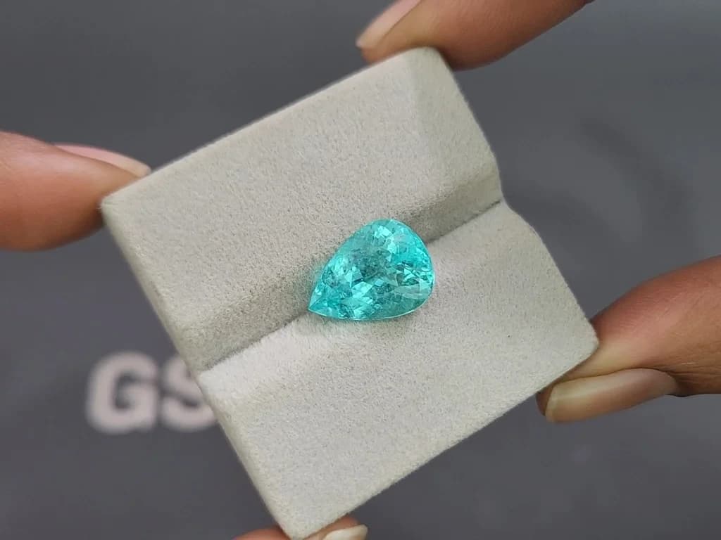 Neon blue Paraiba tourmaline in pear cut 6.03 carats, Mozambique ID 10831