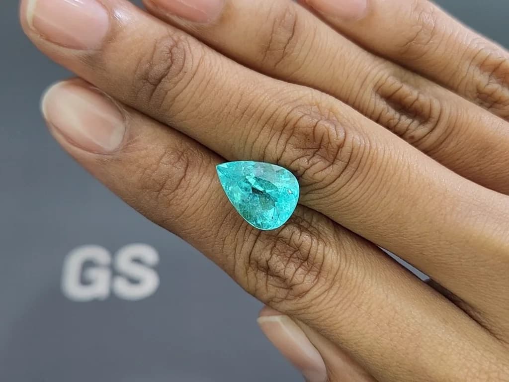 Neon blue Paraiba tourmaline in pear cut 6.03 carats, Mozambique ID 10831