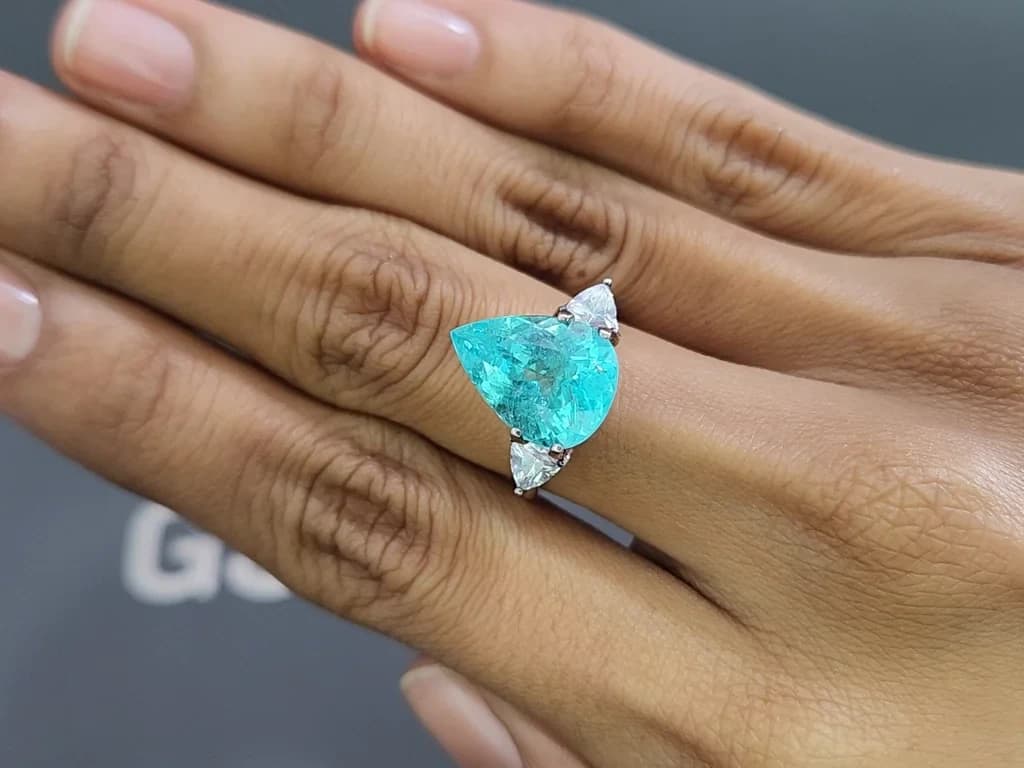 Neon blue Paraiba tourmaline in pear cut 6.03 carats, Mozambique ID 10831