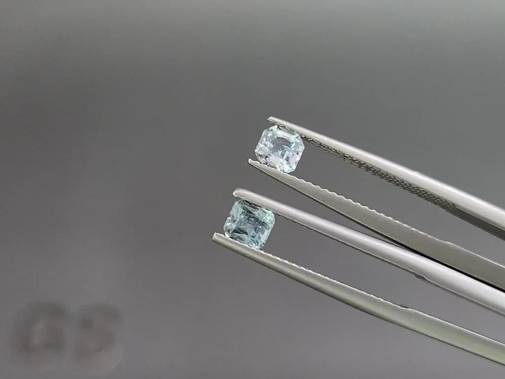 Set of aquamarines octagon cut 1.27 carats, Madagascar ID 11032