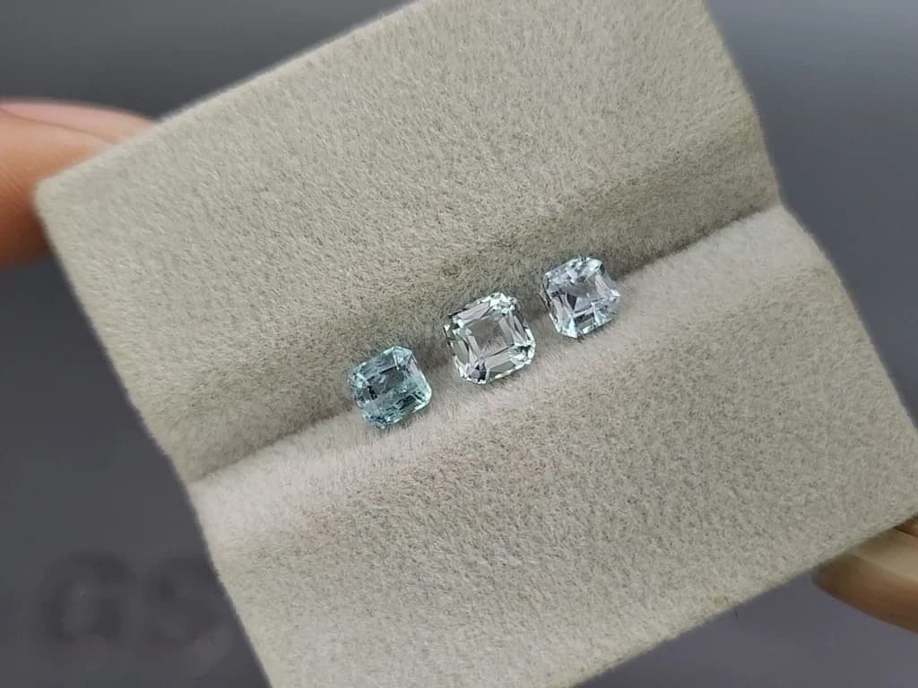 Set of aquamarines octagon cut 1.27 carats, Madagascar ID 11032