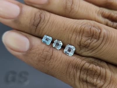 Set of aquamarines octagon cut 0.73 carats, Madagascar ID 11033