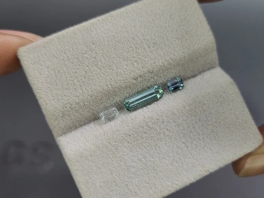 Set of aquamarines octagon cut 0.73 carats, Madagascar ID 11033