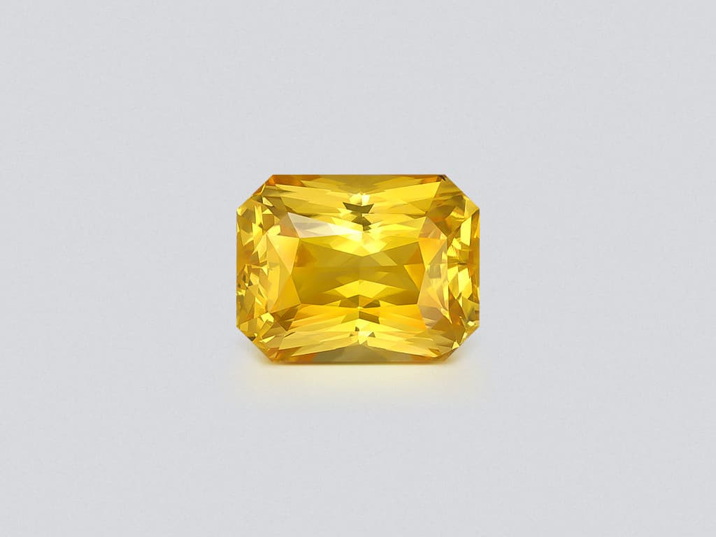 Unheated large Golden Yellow sapphire in radiant cut 13.12 carats, Sri Lanka ID 9290