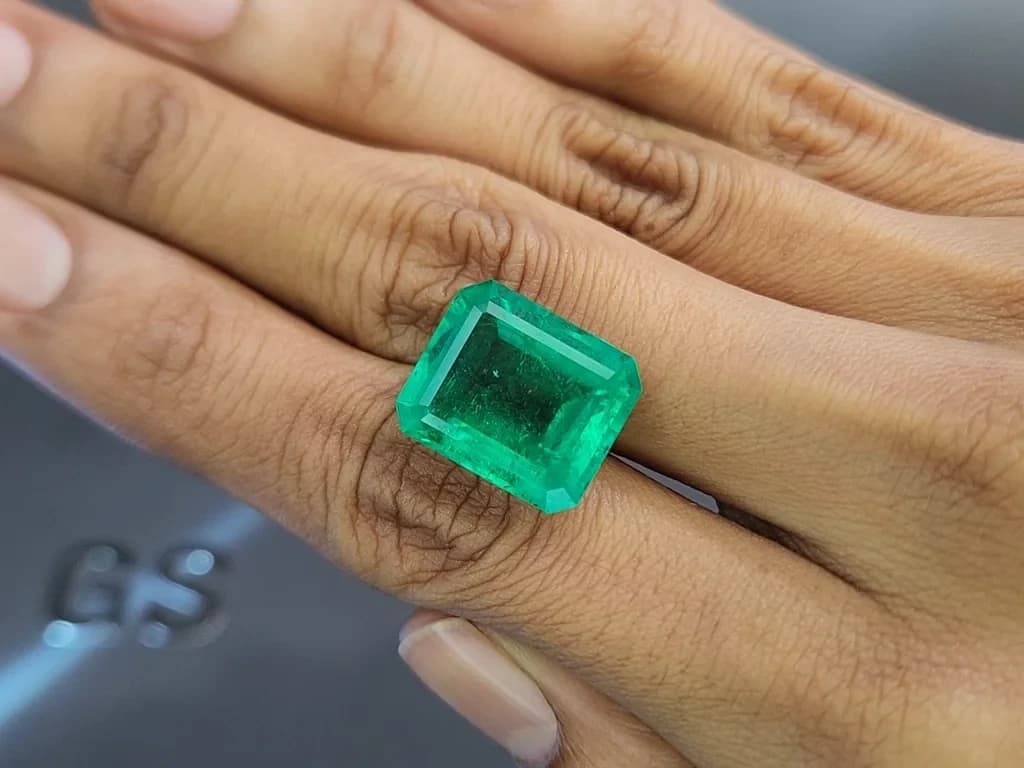 Emerald Vivid Green octagon cut 13.66 carats, Colombia ID 11042
