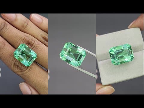 Unique Lagoon green beryl in octagon cut 22.34 carats, Nigeria ID 10838