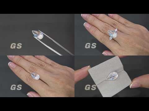 Rainbow moonstone pear cut 5.32 carats, Madagascar ID 12291