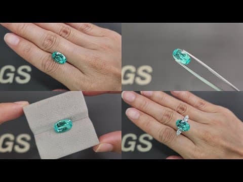 Neon blue tourmaline Paraiba in cushion cut 4.02 carats, Nigeria ID 9053