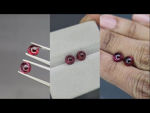 Pair of rhodolite garnets cabochon cut 2.70 carats, Madagascar ID 11570