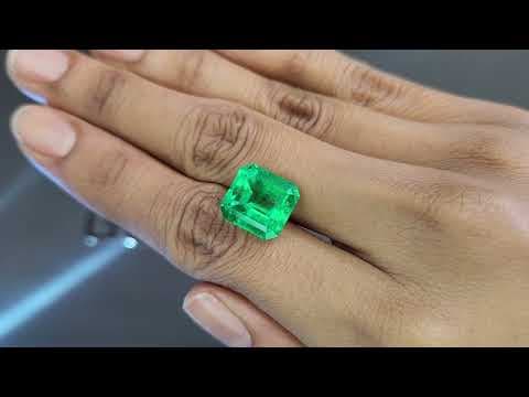 Emerald Intense Green octagon cut 8.38 carats, Colombia ID 11044