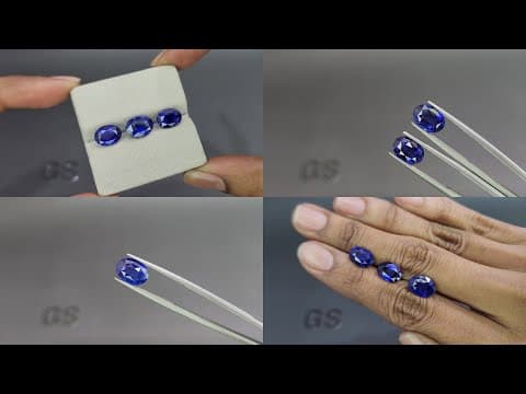 Set of Royal Blue sapphires in oval cut 10.56 carats, Sri Lanka ID 11102