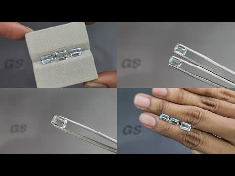 Set of aquamarines octagon cut 3.15 carats, Madagascar ID 11016