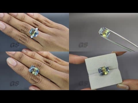 Unheated Bi-color sapphire in radiant cut 11.65 carats, Sri Lanka ID 11088