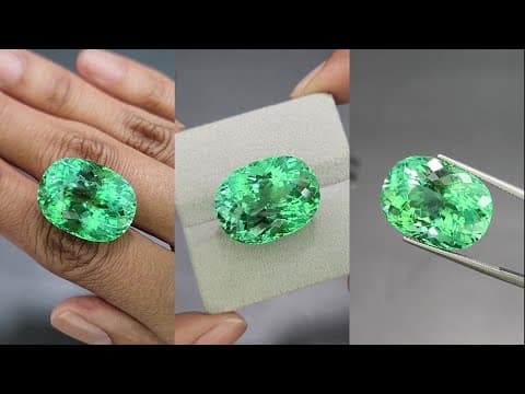Large green Paraiba tourmaline oval cut 32.62 carats, Mozambique ID 11601