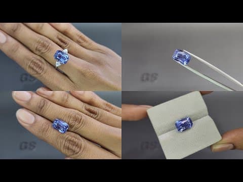 Unheated Intense Blue sapphire in radiant cut 8.05 carats Sri Lanka ID 11079
