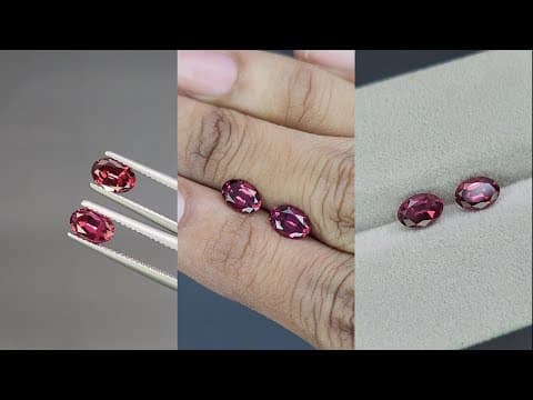 Pair of rhodolite garnets oval cut 1.96 carats, Madagascar ID 11580