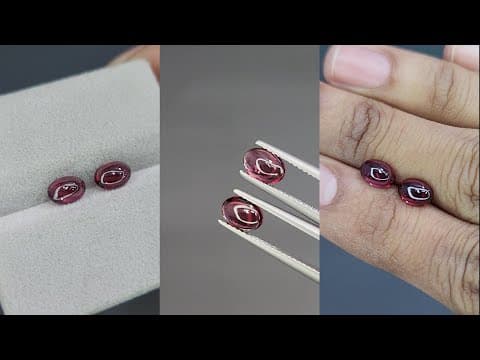 Pair of garnets rhodolite cabochon cut 1.95 carats, Madagascar ID 11572