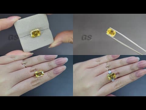 Unheated Golden Yellow sapphire in octagon cut 7.23 carats, Sri Lanka ID 11105