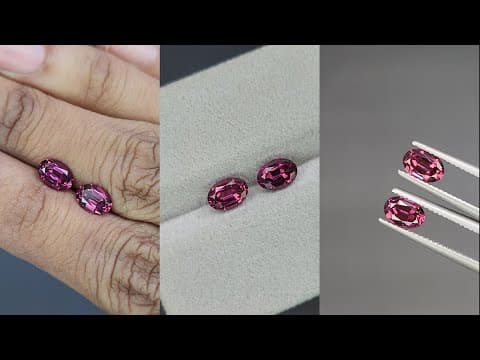 Pair of rhodolite garnets oval cut 1.99 carats, Madagascar ID 11583