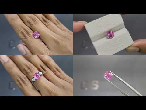 Unheated pink sapphire cushion cut 3.10 carats, Sri Lanka ID 12141