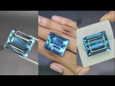 Large aquamarine Santa Maria baguette cut 47.30 carats, Africa ID 11600