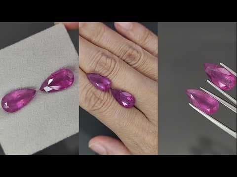 Pair of pink spinels pear cut 8.03 carats, Tanzania ID 11997
