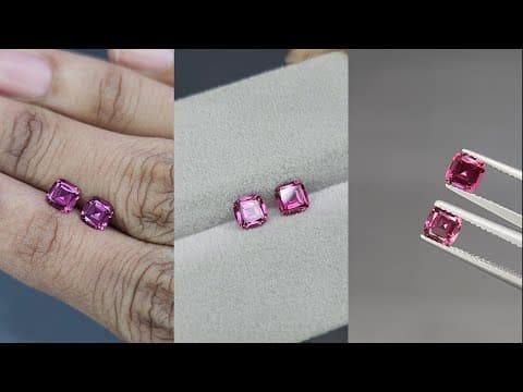 Pair of rhodolite garnets cushion cut 1.33 carats, Madagascar ID 11564