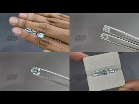 Set of aquamarines octagon cut 3.24 carats, Madagascar ID 11014