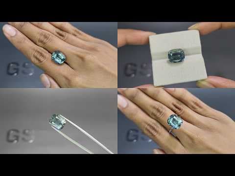 Unheated Teal sapphire cushion cut 13.05 carats, Tanzania ID 12146