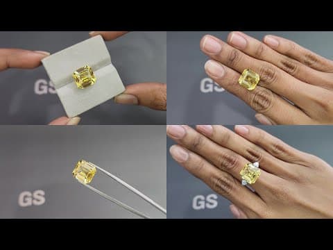 Unheated Intense Yellow sapphire in octagon 13.07 carats, Sri Lanka ID 10797