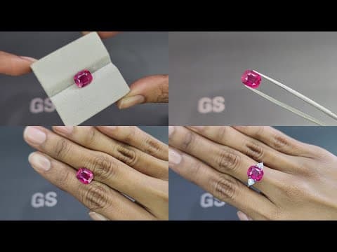 Unheated Intence Pink sapphire in cushion cut 4.11 carats, Mozambique ID 10803