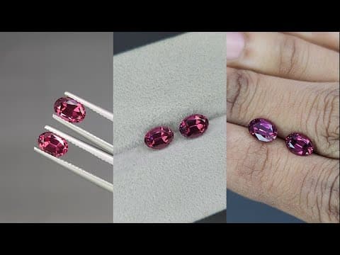Pair of rhodolite garnets oval cut 2.14 carats, Madagascar ID 11585