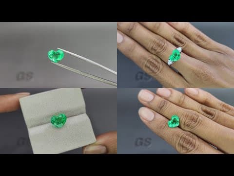Intense Green emerald with rare effect Gota de Aceite in heart shape 3.11 carats, Colombia ID 11078