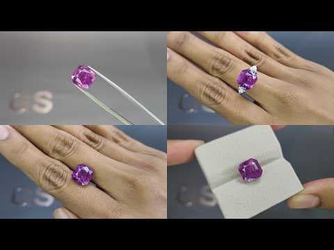 Unheated purple sapphire radiant cut 8.32 carats, Sri Lanka ID 12253