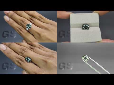 Unheated Teal sapphire cushion cut 5.08 carats, Tanzania ID 12145