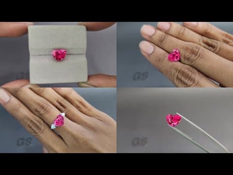 Vibrant Pink Red Mahenge spinel in heart shape 3.71 carats, Tanzania ID 11089