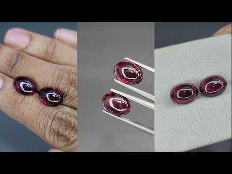 Pair of rhodolite garnets cabochon cut 8.45 carats, Madagascar ID 11567