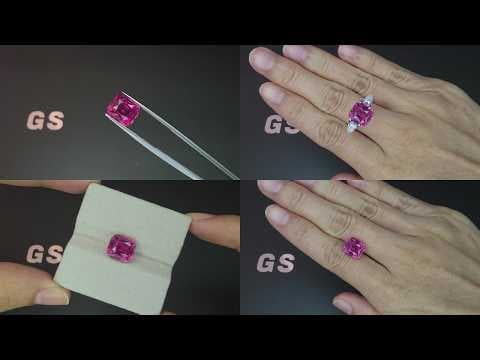 Mahenge spinel Vibrant Pink cushion cut 6.25 carats, Tanzania ID 12126