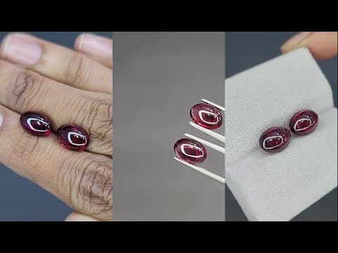 Pair of rhodolite garnets cabochon cut 5.76 carats, Madagascar ID 11575
